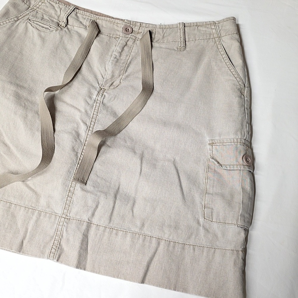Christopher & Banks Skort‎ Womens 10 Tan Linen Blend Cargo Utility Mini Skirt